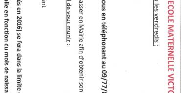 Inscriptions à l’école maternelle