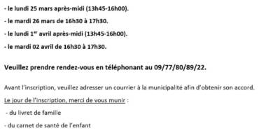 Inscription à l’école maternelle