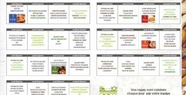 Menu de cantine du 4 janvier au 19 février 2020