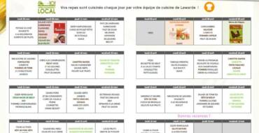 Menu de la cantine