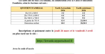 Inscriptions accueil de loisirs sans hébergement printemps 2026