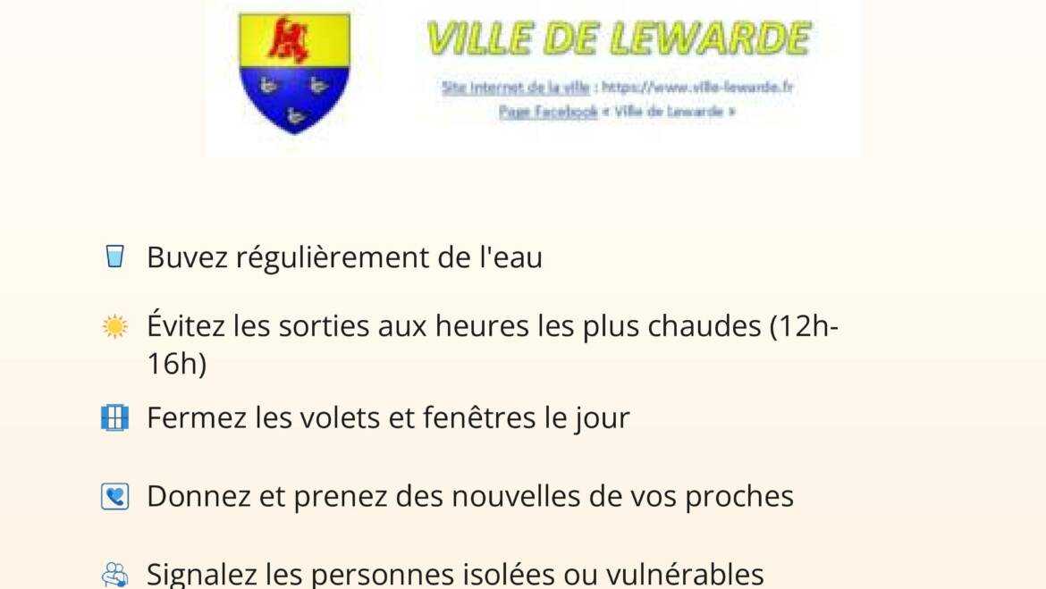 FORTES CHALEURS – PRÉVENTION CANICULE