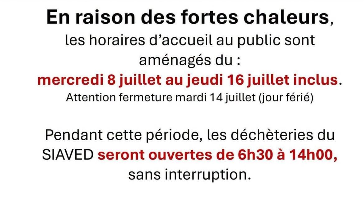 Changement horaires des déchèteries