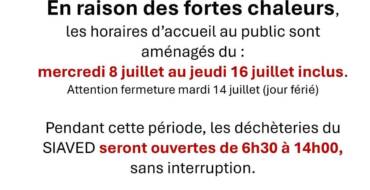 Changement horaires des déchèteries