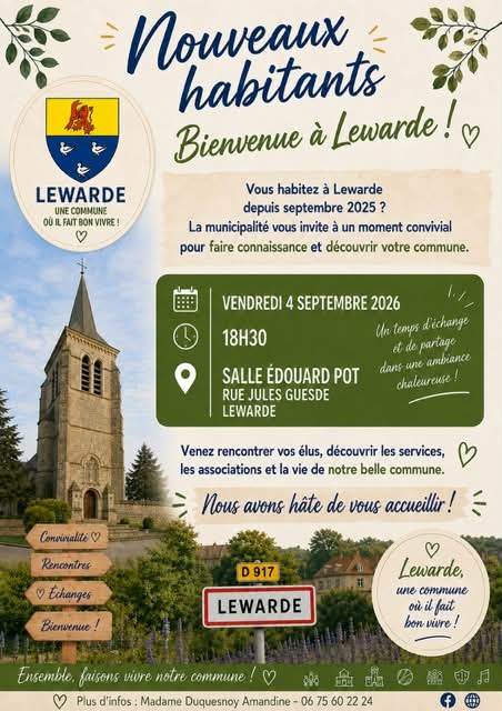 Bienvenue aux nouveaux habitants de Lewarde !