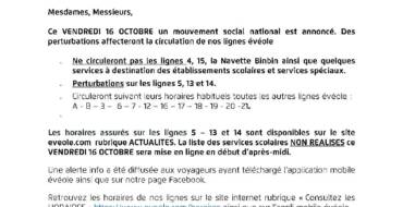 INFO TRANSPORTS – VENDREDI 16 OCTOBRE