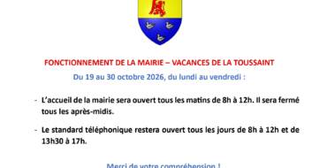 INFORMATIONS-HORAIRES DE LA MAIRIE